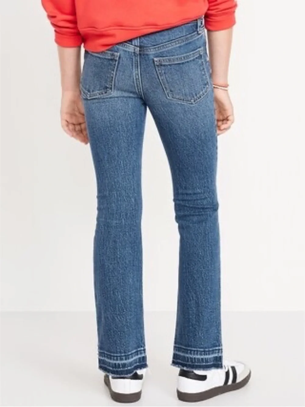 Sz 7 Girl’s Old Navy Medium Wash High-Waisted Denim Ripped Flare Jeans NWOT